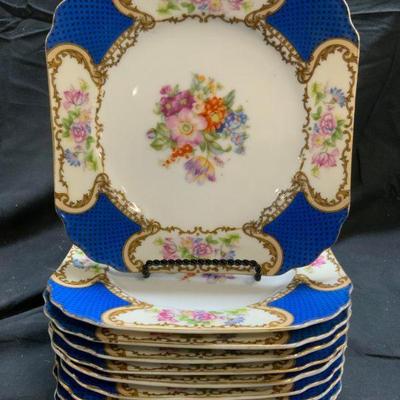 GOLD CASTLE Set 11 Vntg Porcelain Plates JAPAN
