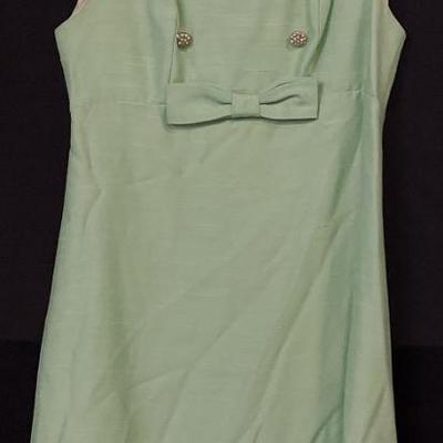 Vintage Handmade Green Dress W/ Bow Accent
