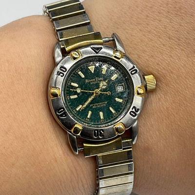 ROVEN DINO SPORTS Silver & Gold Tn Stretch Watch
