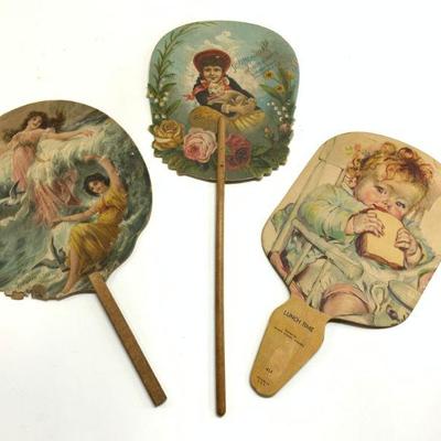 Lot 3 Vintage Assorted Handheld Fans

