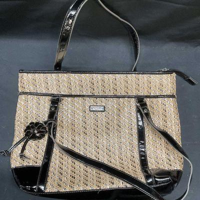 Nine & Co Woven Faux Patent Leather Handbag
