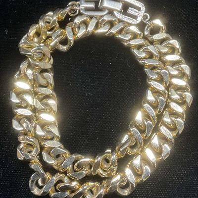 Givenchy Gold Tone Cuban Link Chain Necklace
