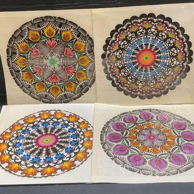Lot 4 Polish Folk Art Flower Wycinank Cut Outs
