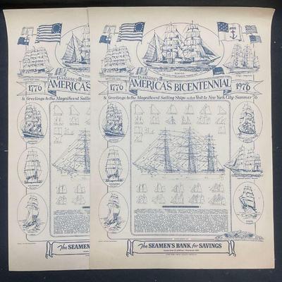 2 Seamans Bank 1976 American Bicentennial Posters
