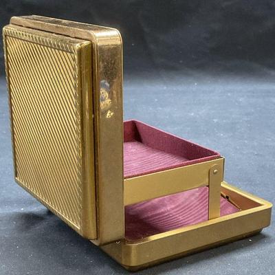 Vintage Gold Tone Folding Tray Jewelry Box
