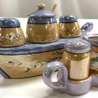 Vntg Lusterware Porc S&P Shakers & Condiment Jars
