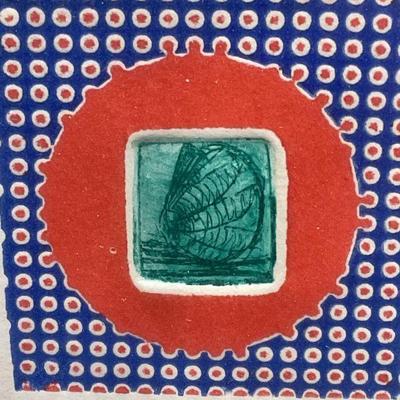 Framed Abstract Color Etching Print
