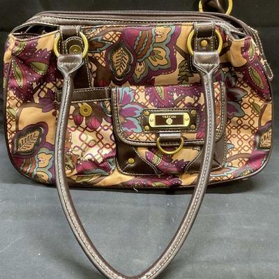 Treviso Purple Brown Floral Print Handbag
