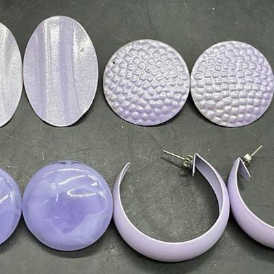 Lot 4 Vintage Chunky Purple Geometric Earrings
