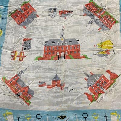 Vintage Williamsburg Virginia Silk Scarf
