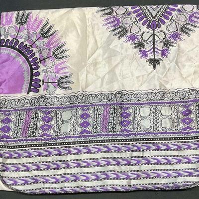 White & Purple Graphic Print Scarf
