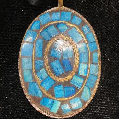 Vintage Brass Dyed Bone Pendant Necklace
