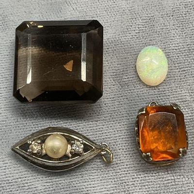 Lot 4 Sterling Silver Clasp & Pendant, More
