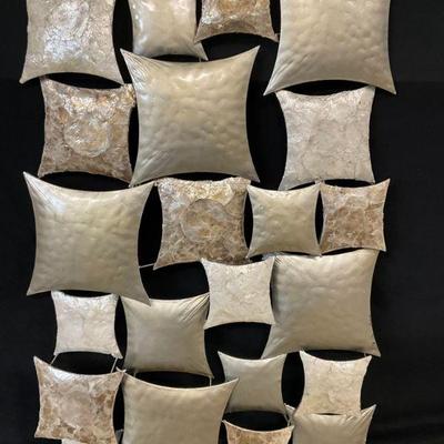 Geometric Shell Finish Metal Wall Sculpture 38inL
