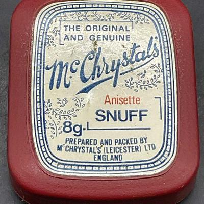 Vtg McChrystals Anisette Snuff Red Container, Eng
