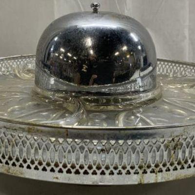 Metal & Glass Chip & Dip Tray W Handles & Lid
