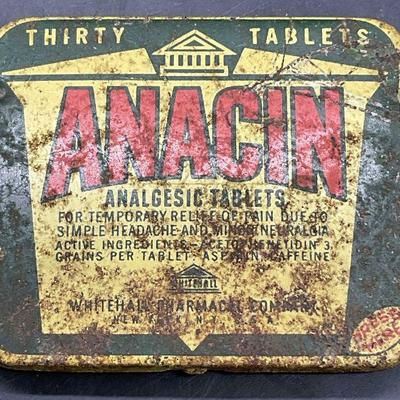 CANCO Vintage ANACIN Tablet Metal Tin, USA
