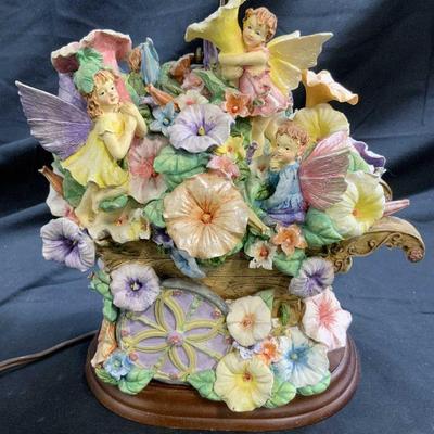Composite Fairy & Floral Table Lamp W Shade
