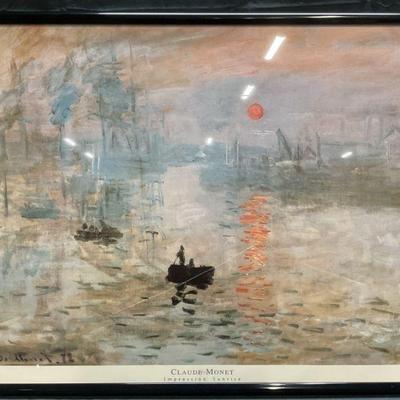 Framed Claude Monet Sunrise Lithograph
