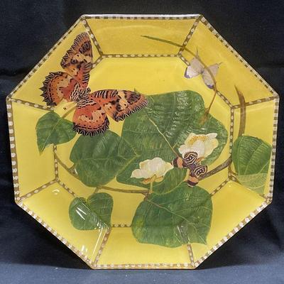 The Snooty Leopard Yellow Butterfly Glass Plate
