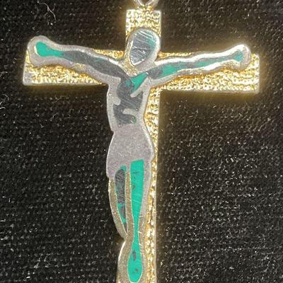 Vintage Gold & Silver Tone Crucifix Pendant
