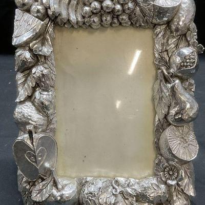 Silver Tone Fruit Motif Picture Frame
