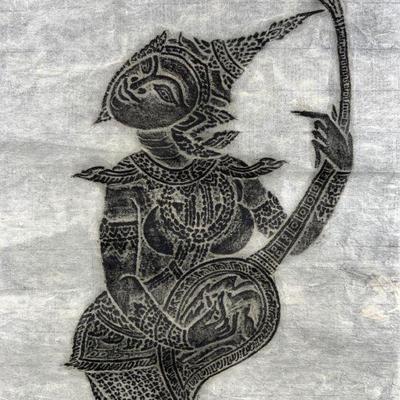 Thai Charcoal Temple Rubbing on Paper

