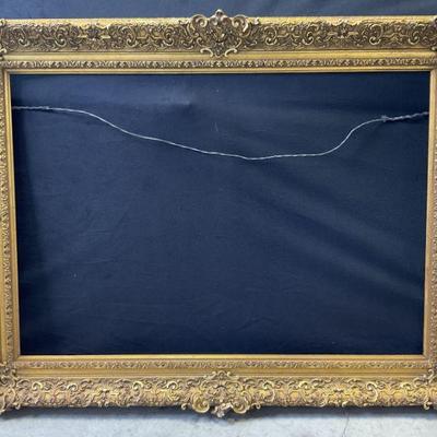Vintage Carved Gesso Gilt Wood Rectangular Frame
