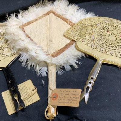 Lot 3 Vintage Assorted Tribal Handheld Fans
