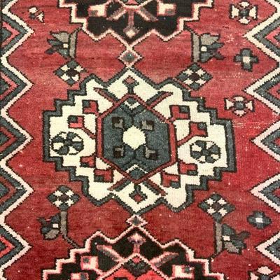 Vintage Handmade Fringed Oriental Hamadan Rug
