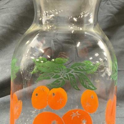 Art Glass Orange Juice Container w Lid
