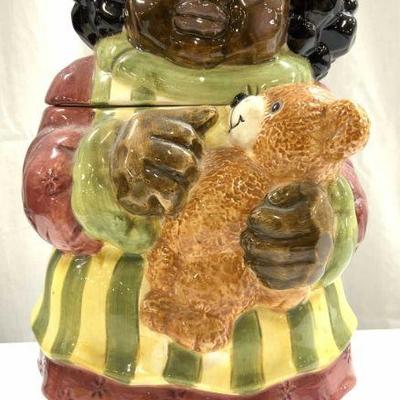 BHP NY Ceramic Girl w Teddy Bear Cookie Jar
