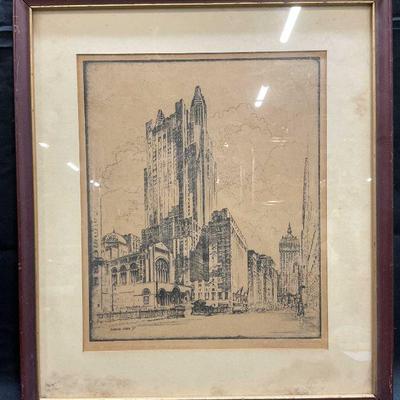 Signed Alexander Stern Waldorf Astoria Etching
