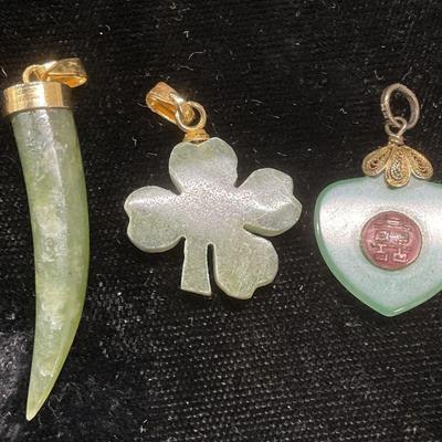 Lot 3 Vintage Jade Pendants

