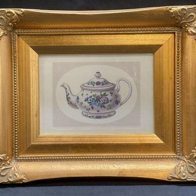 Framed Teapot Lithograph Print
