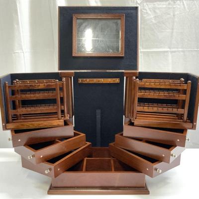 Wooden Jewelry Chest W Mirror
