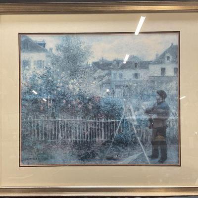 Framed Renoir Litho, Monet Painting In Garden

