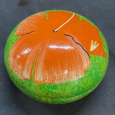 Hand Painted Wood Hibiscus Flower Trinket Box
