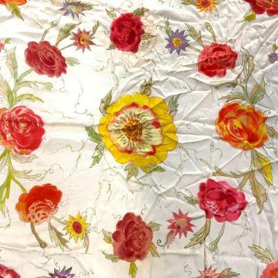 Hand Painted Floral Fringed Shawl W Box
