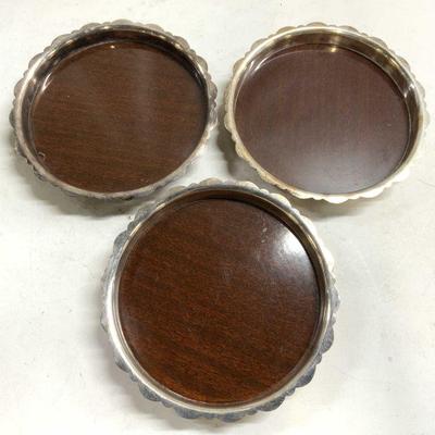 CRESCENT Vtg Silver Plate Lot 3 Wine Coasters
