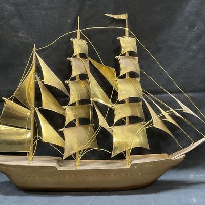 Vintage Brass Sailing Ship Model
