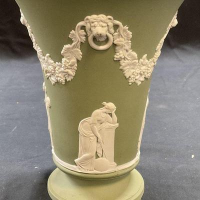 Vtg, Wedgwood Green Jasperware Vase, England
