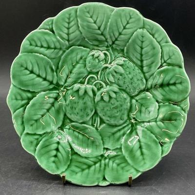 Vintage Strawberry Greenware Ceramic Plate, FR
