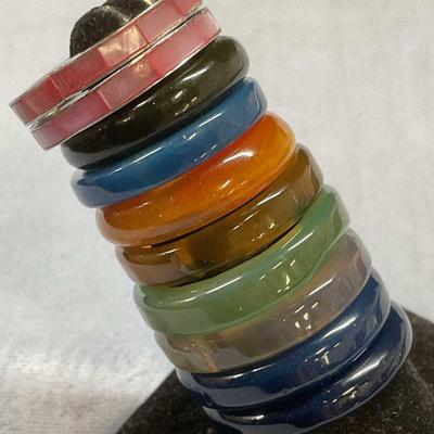 Group Lot Semiprecious, MOP, Glass Rings
