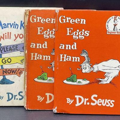 3 Vintage Dr Seuss Illustr Hardcover Books 1960&72
