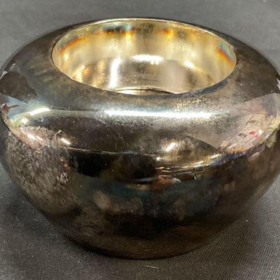 Hallmarked Round Heavy Silver Plated Candle Holder
