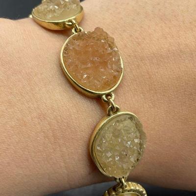 Costume Druzy & Cabochon Panel Bracelet
