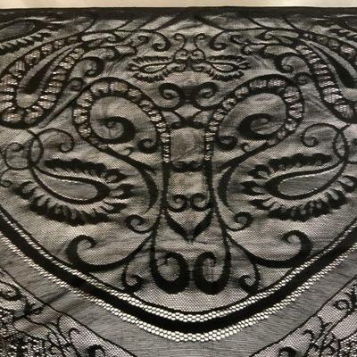 Black Womens Lace Shawl W Fringes
