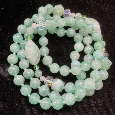 Green Jade & Crystal Beaded Necklace
