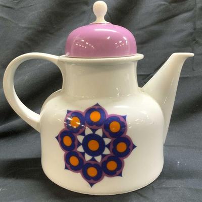 Vintage Porcelain Teapot W Floral Detail & Lid
